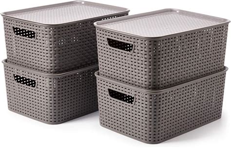 stackable storage baskets with lids